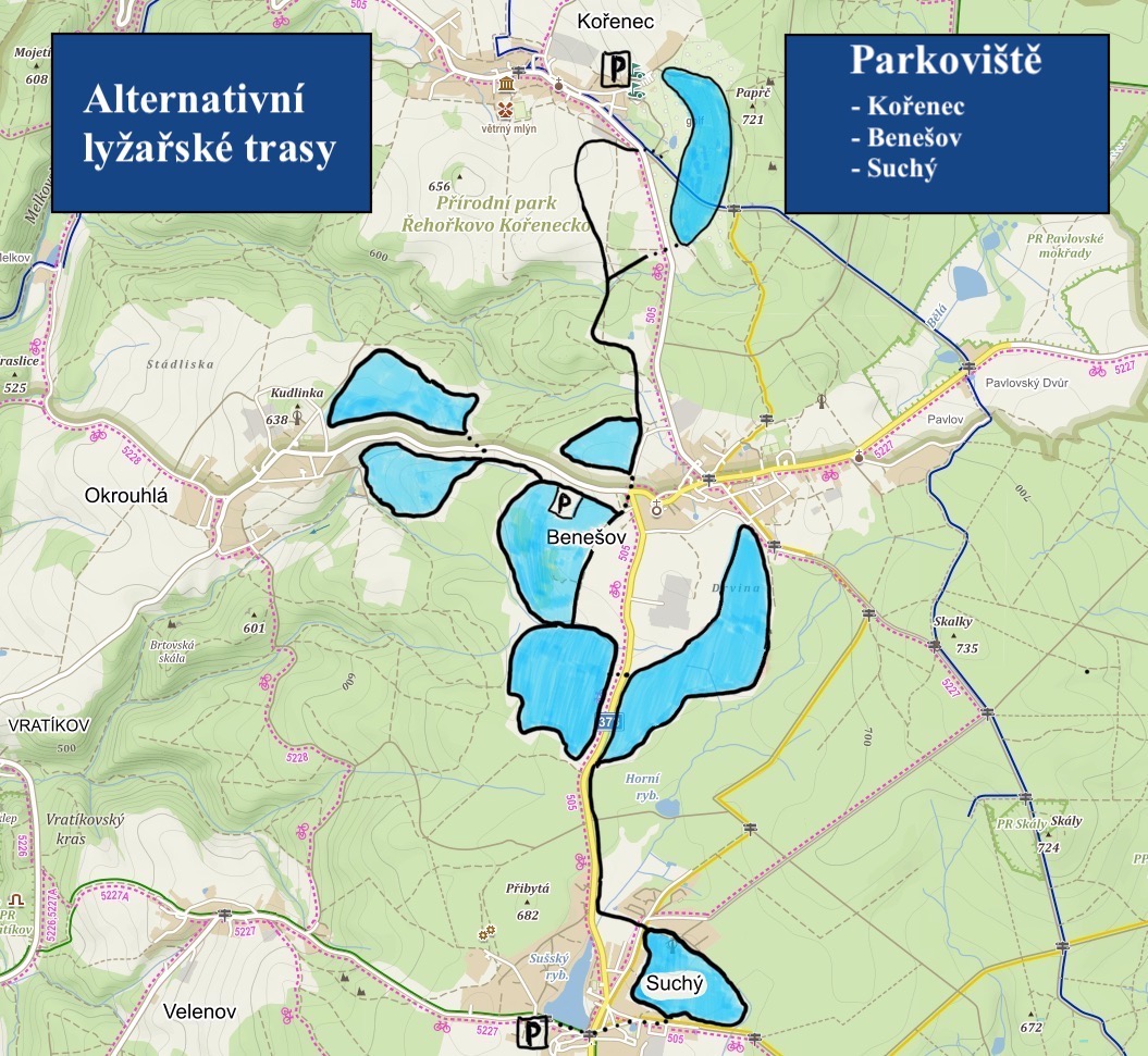 Mapa alternativních tras